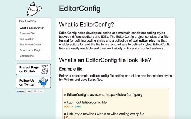 EditorConfigのサイトへ