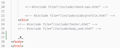 [スクリーンショット]bodyの閉じタグの前に書いた