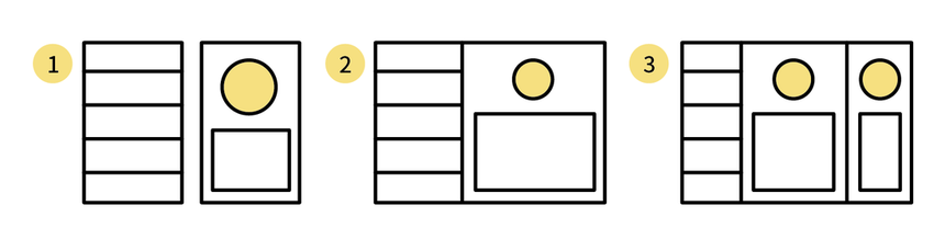 TODOリストでは、1カラム、2カラム、3カラムなどの3パターン検討した。